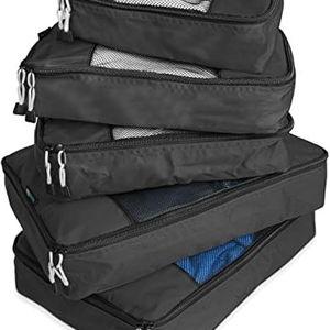 TravelWise 5 Piece Packing Cube Set, Durable Lightweight Luggage Organizer System with Small, Medium and Large Cubes for Travel, Weekender and Carry On Use, Black