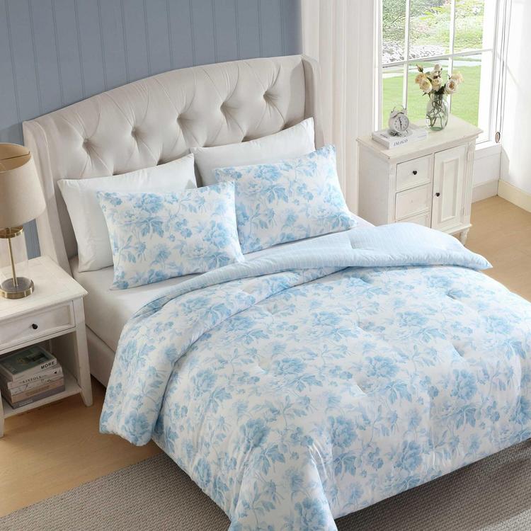 Laura Ashley, Anja Textured Toile 7-Piece Comforter Sheet Set Zola