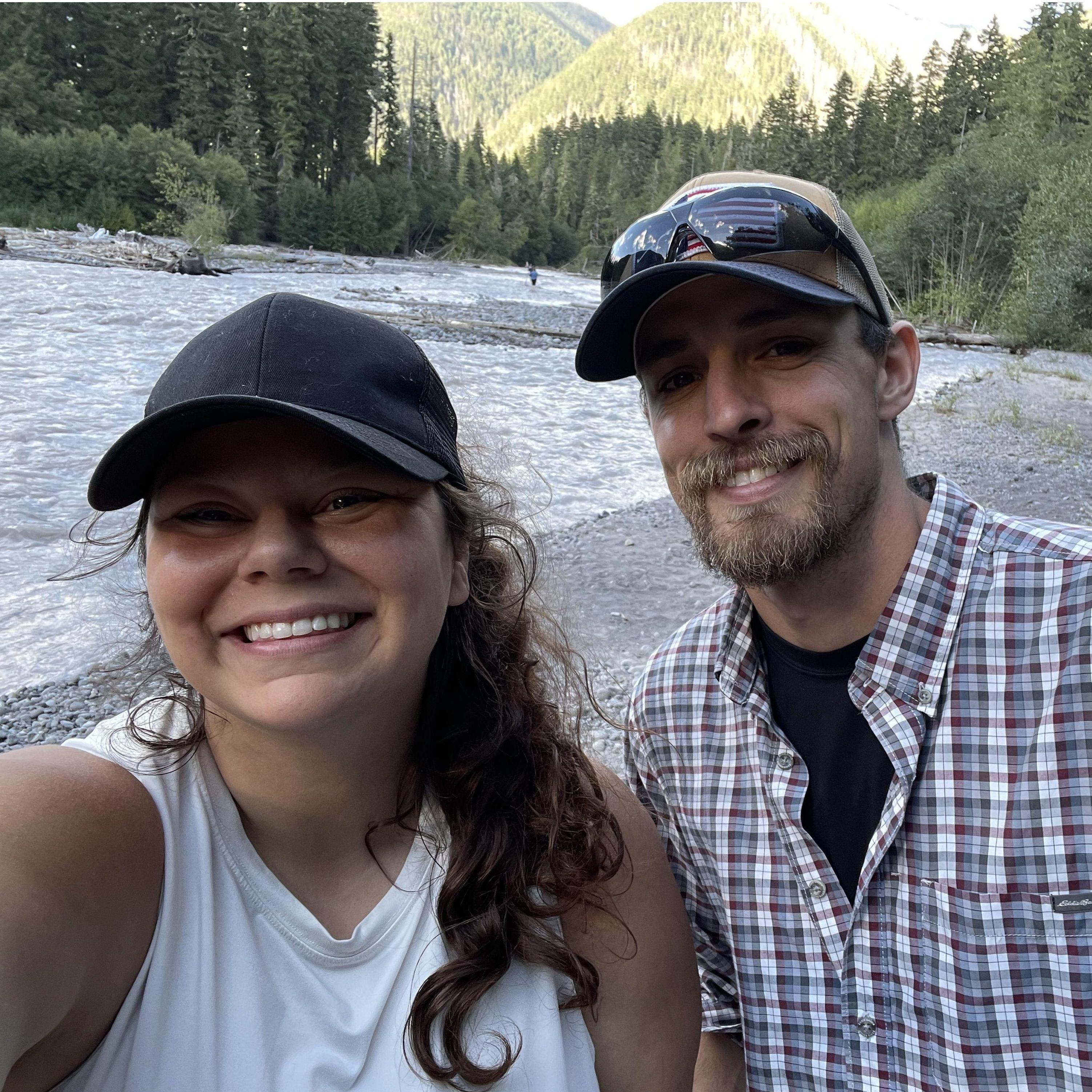 Camping along the River in Mount Rainier National Park after spending the day hiking at Mt. Rainier.