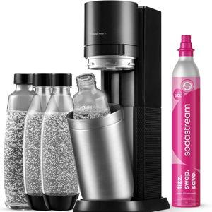 SODASTREAM - The Duo water gasifier includes a gas cylinder for preparing up to 60L of sparkling water, 2 x 1L plastic bottles and 2 x 1L glass bottles