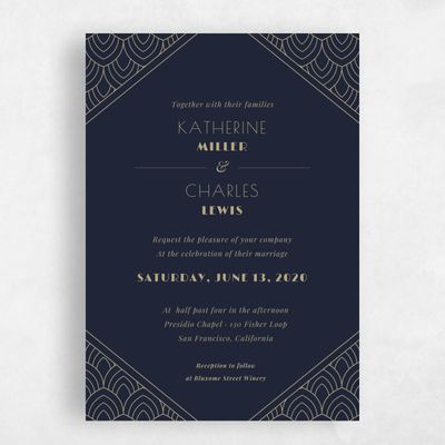 Navy, Blue Wedding Invitation - Baker Corner