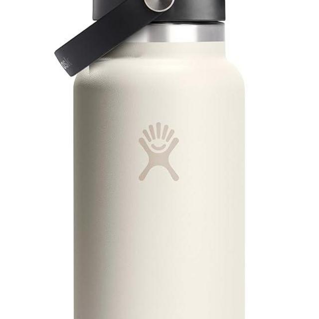 Hydro Flask Wide Mouth vacuum insulated stainless steel water bottle with leakproof closeable straw lid for cold water drinks, sports, travel, car and school