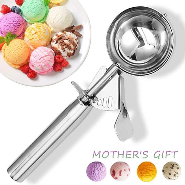 Ice Cream Scoop, Cookie Scoop, Large Size Ice Cream Scooper with Trigger Stainless Steel Ice Cream Scooper for Kids, Melon Baller Cookies Scoop - 5.25 Tbsp