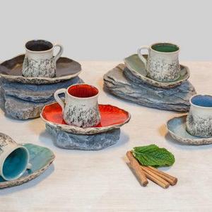 Blue Handmade Espresso Cup, Wheel thrown cup, Handmade mini mug, cup and saucer, Macchiato Cup, Arabic coffee cup, Birthday wedding gift