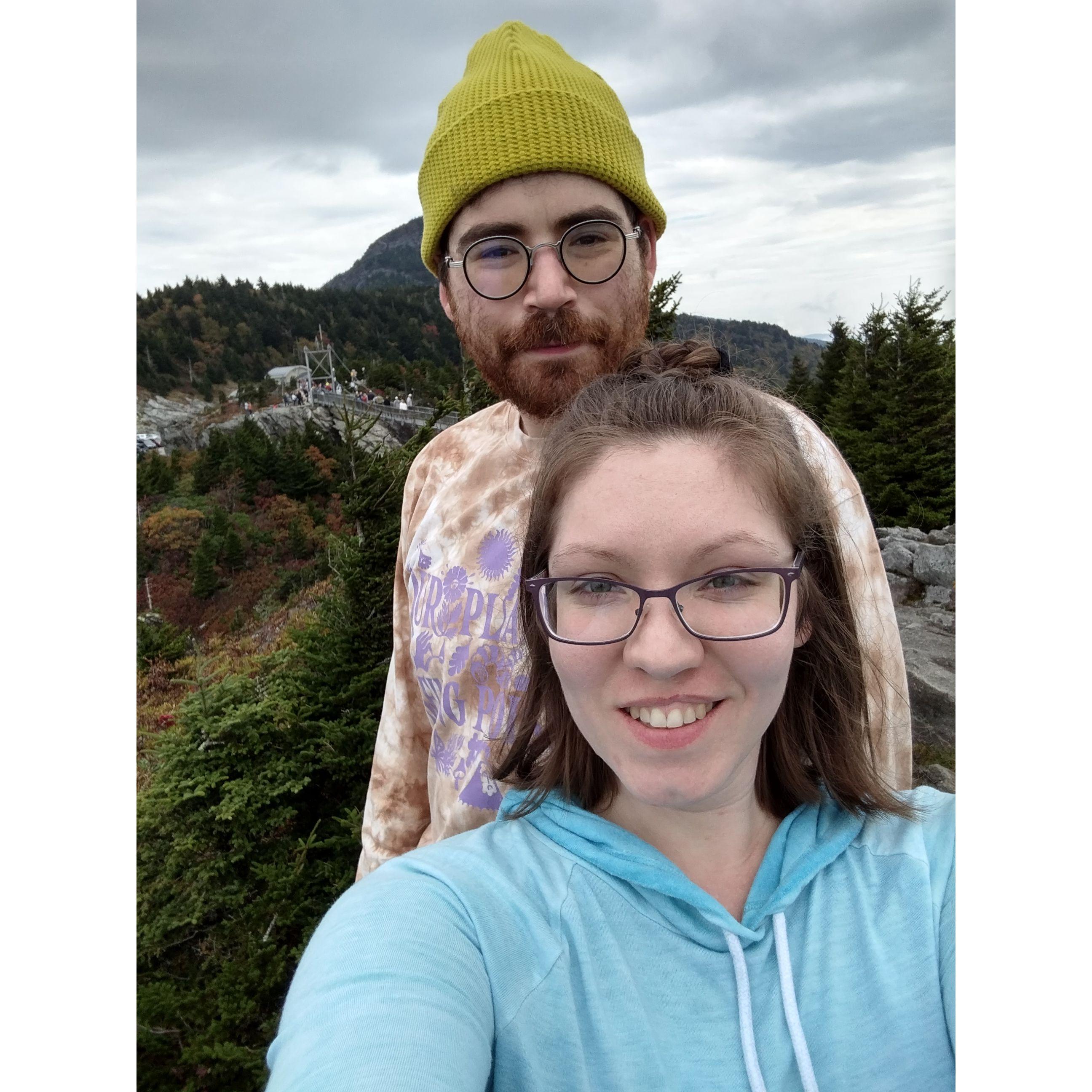 At the top of Grandfather Mountain in NC, my first time visiting the state and seeing mountains.
