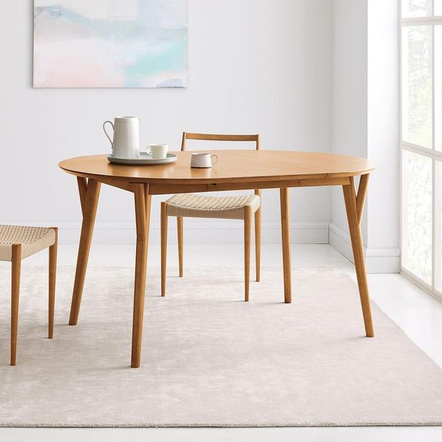 Mid-Century Rounded Expandable Dining Table (42"–80")