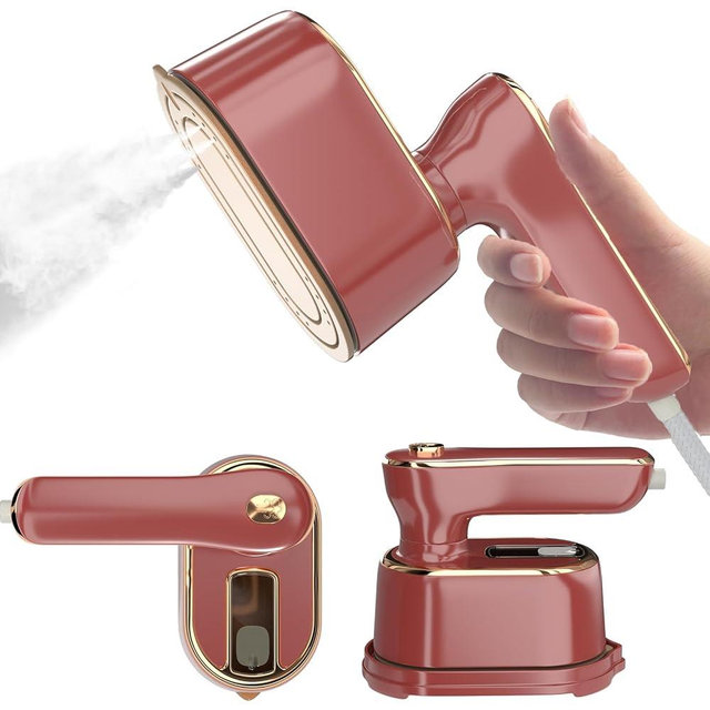 Travel Steamer Iron for Clothes Mini - Portable Ironing Machine Travel Small Size Portable Steam Travel College Dorm Home Essentials Steamer for Clothes (Winered)