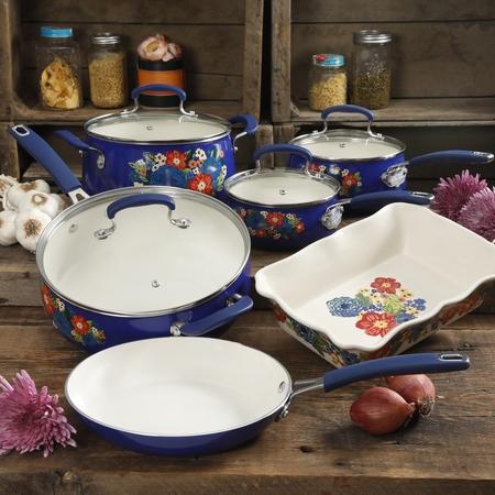 The Pioneer Woman Ceramic Pattern Cookware Set, 10 Piece