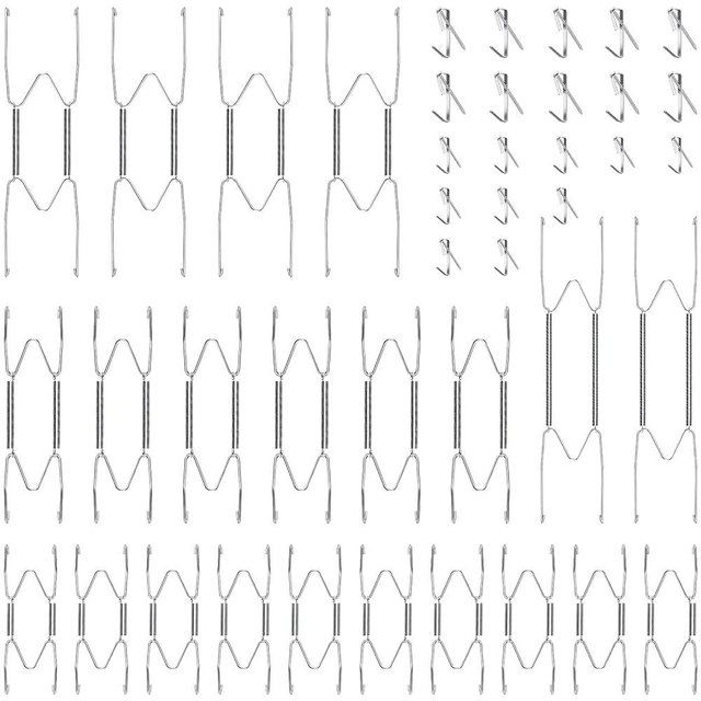 Hotop 20 Pieces 4/5, 6, 8, 10 Inches Invisible Plate Hangers Wall Plate Hangers Stainless Decorative Wire Plate Hangers with 20 Pieces Hangers Hook with Nails for Decorative Plates (Silver)