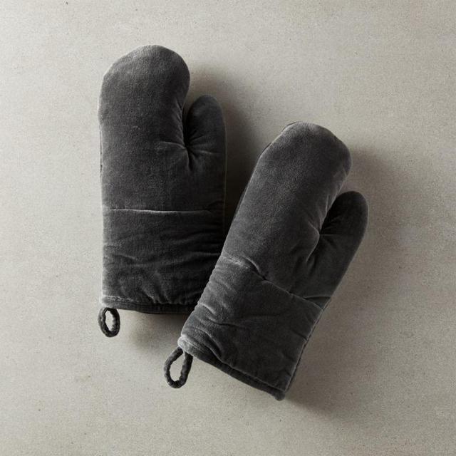 Velvet Oven Mitts Set of 2