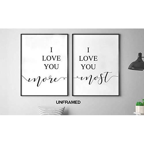 I love you more, I love you most, UNFRAMED, 24 x 36 Inch print, Minimalist Art, Typography Art, Bedroom Wall Art, Romantic Gift, Home Wall Art, Poster