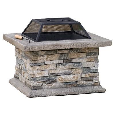 Product description page - Crestline 29" Concrete Outdoor Gas Fire Pit - Square - Natural Stone - Christopher Knight Home