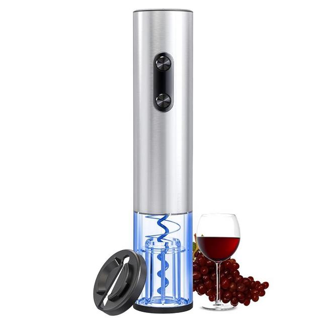 COKUNST Electric Wine Opener, Battery Operated Wine Bottles Openers with Foil Cutter & LED Light, Reusable Automatic Corkscrews Remover Stainless Steel for Home Kitchen Party