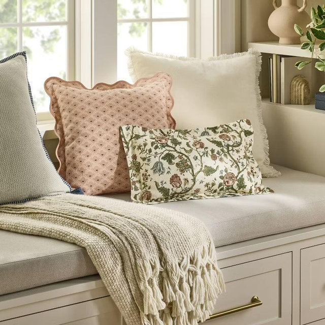 50 x 60 Throw Mixed Yarn Woven with Crossed Tassels Cream and Khaki - Threshold™ Design with Studio McGee