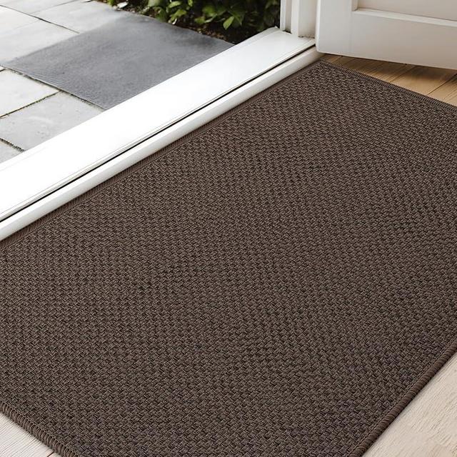 Color&Geometry Front Door Mat, 27"x59", Indoor Entrance Rug, Non-Slip, Washable, Low-Profile, Brown (Rolled-up NO Creases)