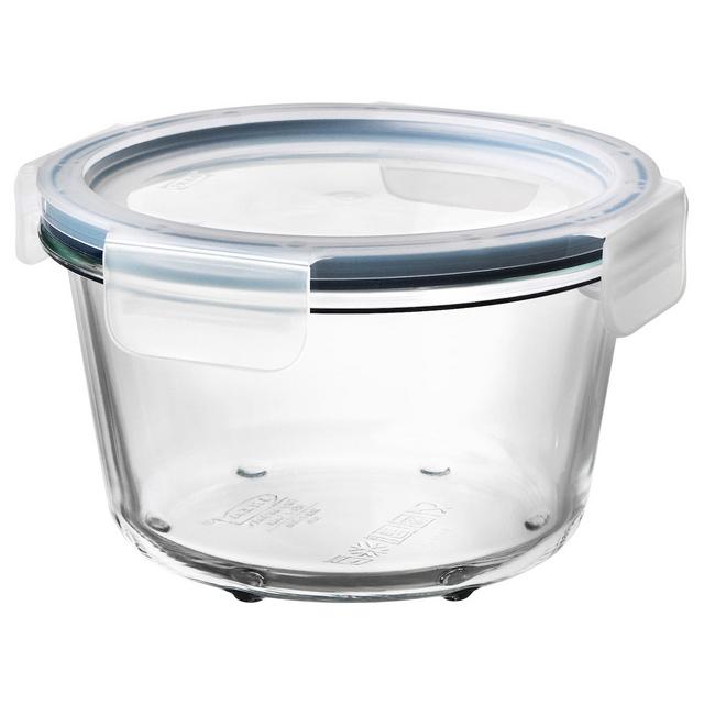 IKEA 365+ Food container with lid, round glass/plastic, 20 oz