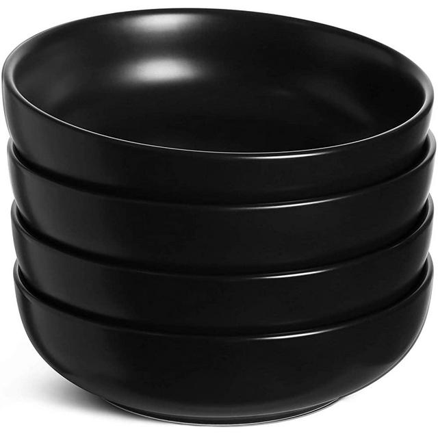 LE TAUCI Pasta Bowls 45 Ounce, Ceramic Salad Bowl, Large Serving Bowl Set - Set of 4, Matte Black
