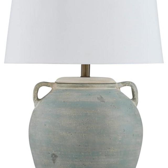 Signature Design by Ashley Shawburg Transitional Terra Cotta Table Lamp with 3-Way Switch, Light Green & White