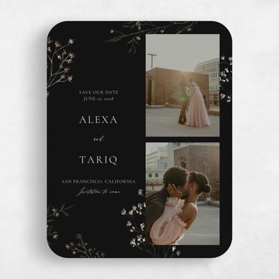 Black Rounded Wedding Save the Date - Sweetbay Multiphoto