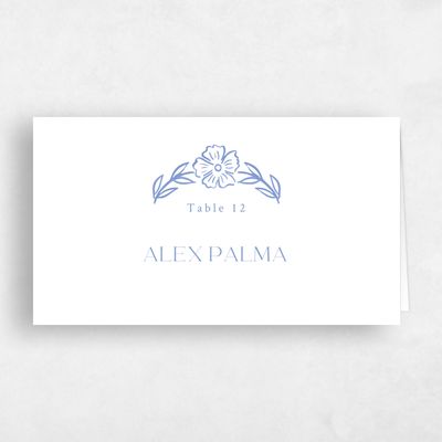 Blue Bordered Wedding Place Card - Estella