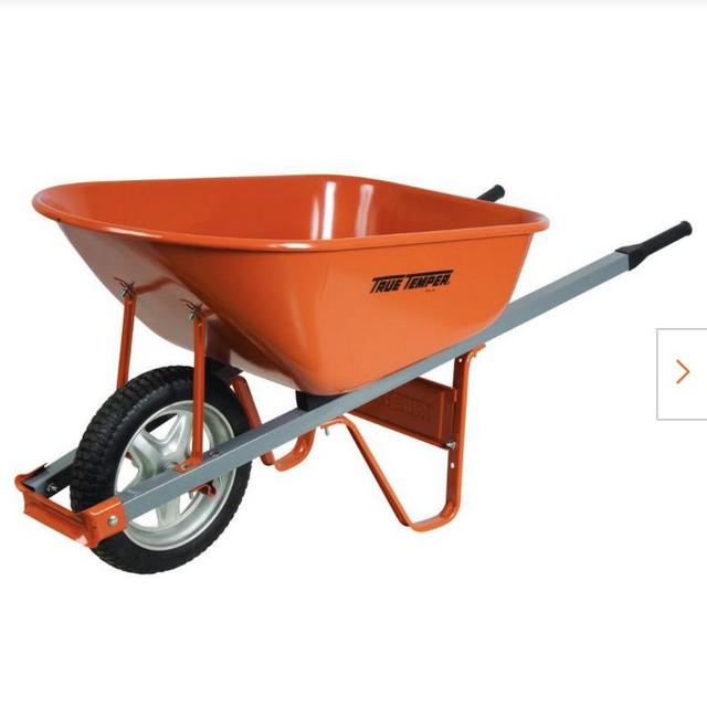 6 cu. ft. Wheelbarrow with Steel Handles and Flat Free Tire