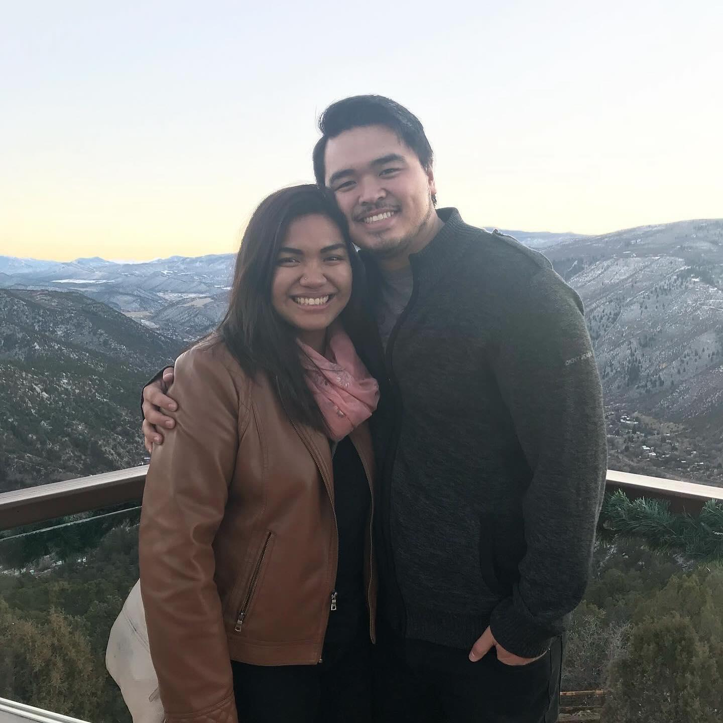 The same spot we got engaged but 5 years earlier in 2017!