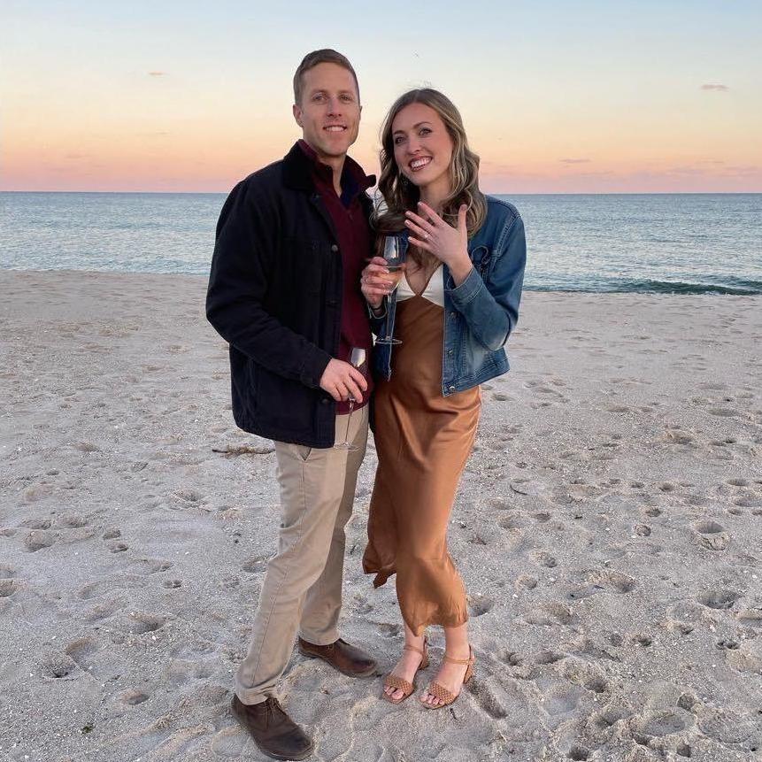 Jeff proposed to Lauren in November 2022, after a dinner at Charlie's in Bayhead NJ and a suprise sunset walk on the beach their last night back at the shore. They celebrated with friends & family right after!