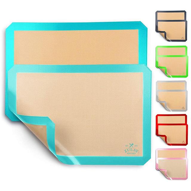 Zulay Kitchen (2 Pack) Silicone Baking Mat Sheet Set - Reusable Baking Mat Nonstick - Half Sheet Baking Mat For Oven (Size 16.5" x 11.6") - Blue