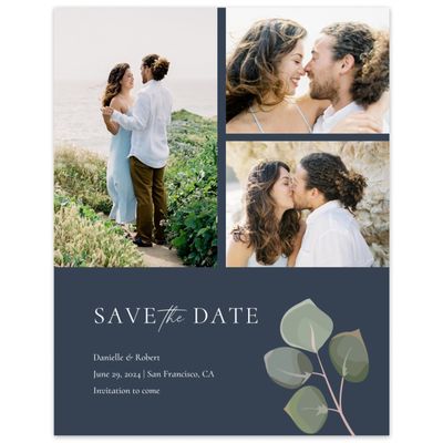 Grayed Navy, Blue Wedding Digital Save the Date - Bransford Multiphoto