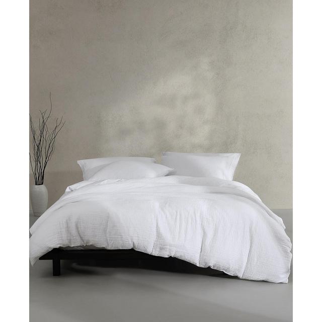 Calvin Klein Washed Texture Solid Cotton Jacquard 3 Piece Duvet Cover Set, Queen
