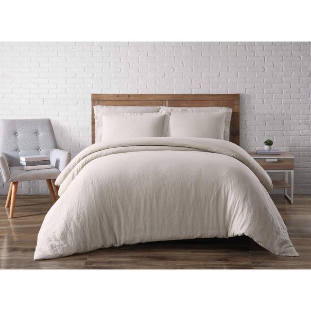 Full/Queen 3pc Flax Linen Duvet Set Natural - Brooklyn Loom