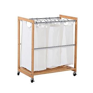 Trinity EcoStorage™ 3-Bag Laundry Cart in Bamboo/Silver
