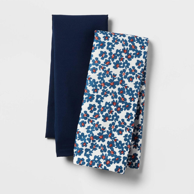 2pk Microfiber Body Pillow Cover Floral/Navy - Room Essentials ™