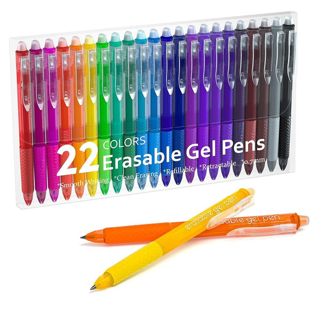 Lineon Erasable Gel Pens, 22 Colors Retractable Erasable Pens Clicker for Back to School, Fine Point, Make Mistakes Disappear, Assorted Color Inks for Drawing Writing Planner and Crossword Puzzles