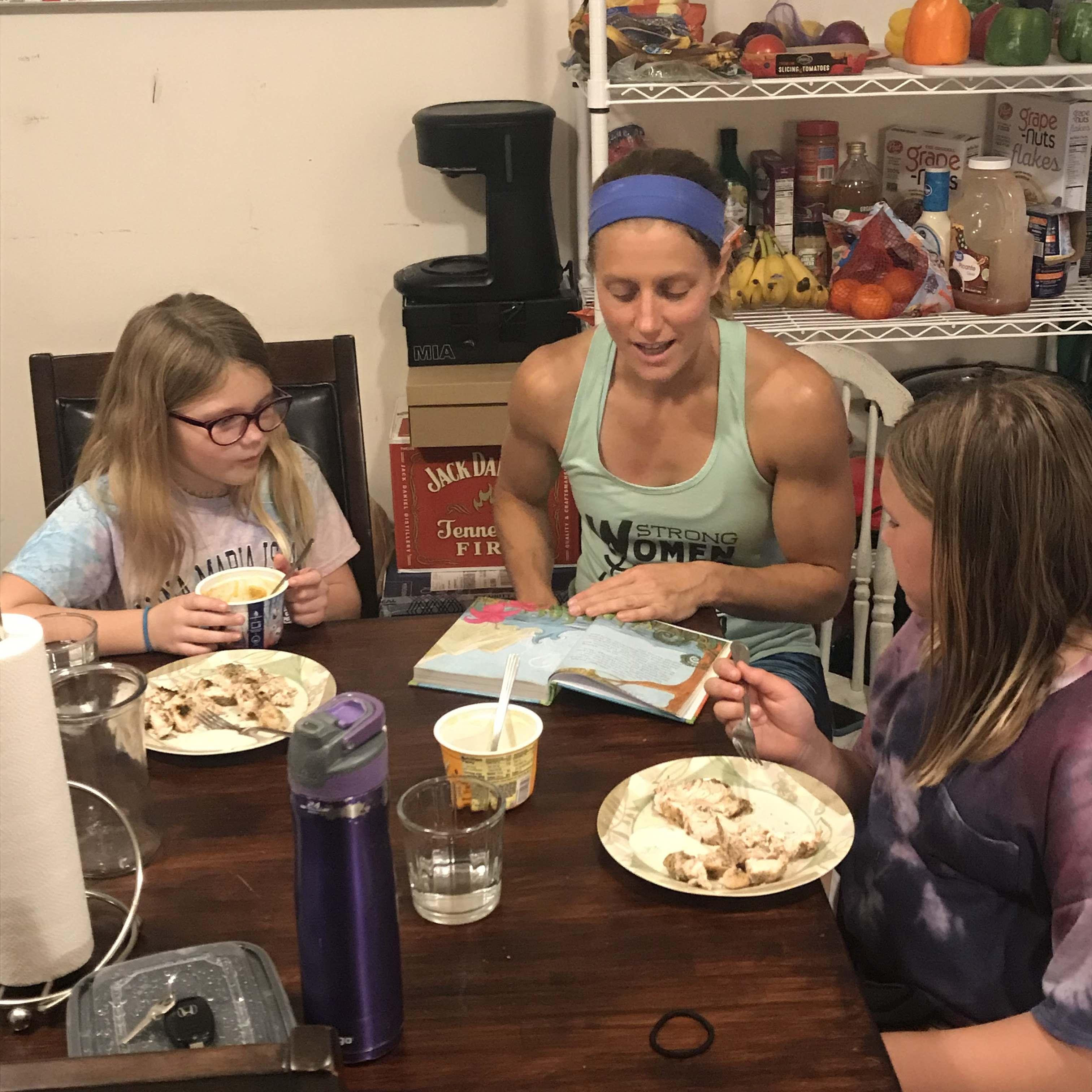 Reading the Story Bible to the girls is a Wednesday night dinner tradition.