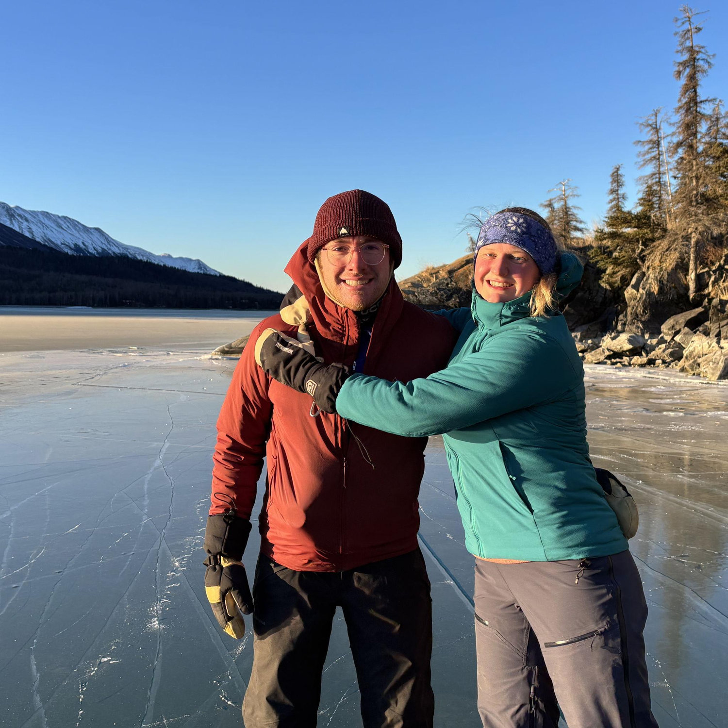 Ice skating on Kenai Lake