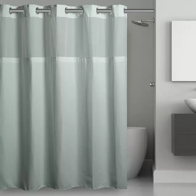 Hookless® Waffle 71-Inch x 74-Inch Fabric Shower Curtain in Mist Blue