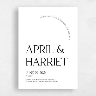 White Wedding Invitation - Alvito Portrait