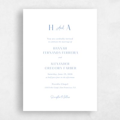 Dusty Blue Wedding Invitation - Milford Type Letterpress