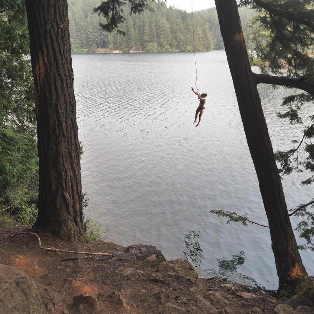 Marcy at one of our favorite local swimming holes on Orcas Island.