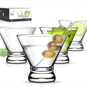 LUNA & MANTHA Martini Glasses, Martini Cocktail Glasses for Margarita, Manhattan, Cosmopolitan, Espresso, Home Bar, Evening Parties, Birthdays, Housewarming Gift,8oz-Stemless Set of 4
