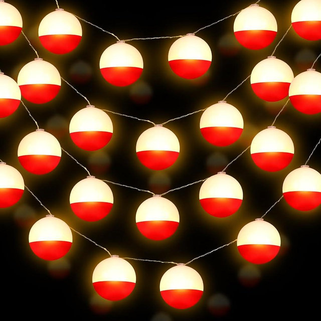 Deekin 3 Pcs LED Fishing Birthday Decorations Bobbers String Lights Battery Powered Ofishally One Theme Decor with Extra Bulbs for Gone Fishing Birthday Party Supplies Pole Party Favors