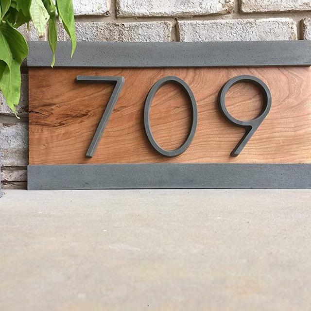 Modern House Numbers, House Numbers Sign, Modern,Wood and Concrete Address Plaque, Custom house Address Sign, Realtor Closing Gift, Personalized Housewarming Gift. H