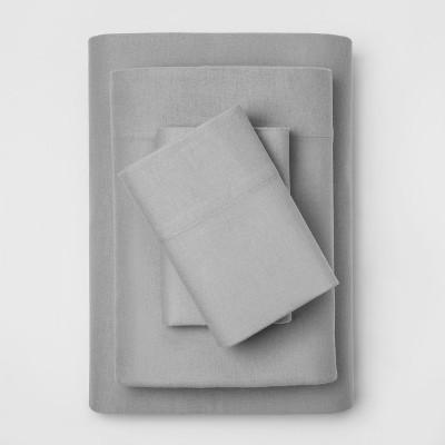 King Fall Flannel Eco-Melange Sheet Set Gray - Threshold™