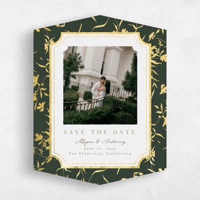 Green Diamond Wedding Save the Date - Vasara Photo Foil