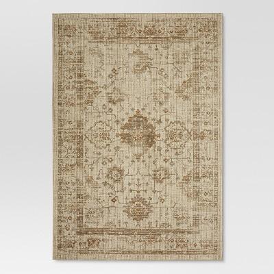 7'X10' Vintage Tufted Distressed Area Rug Tan - Threshold™