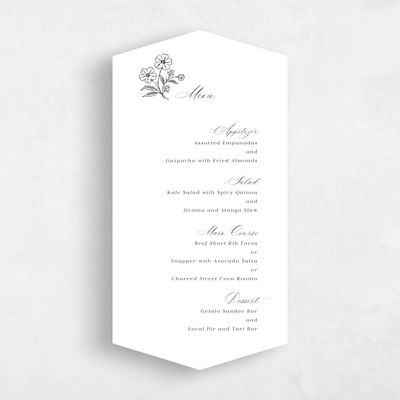 White Diamond Wedding Menu - Artura