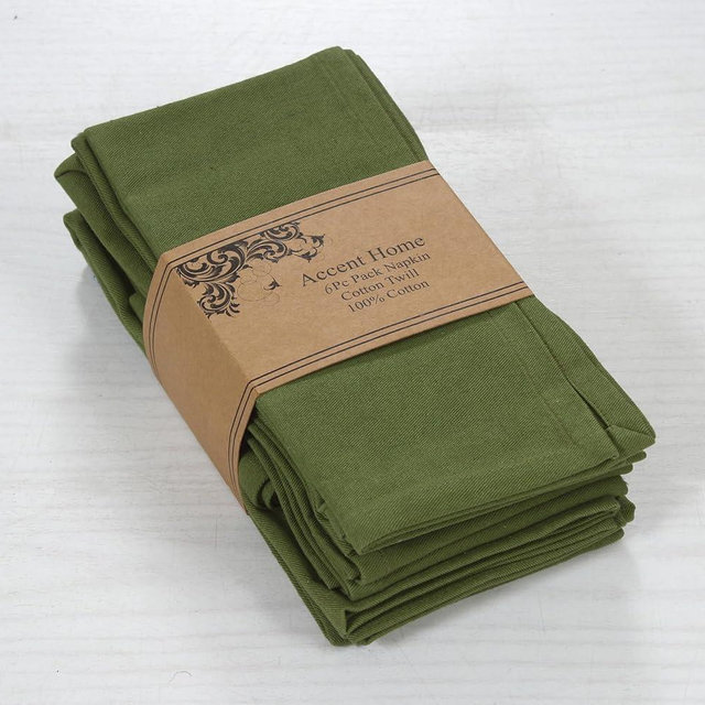 ACCENTHOME Cloth Napkins Set of 6 18x18 inch 100% Cotton Dinner Napkin Washable Hotel Quality Reusable Kitchen & Table Linen for Fall Thanksgiving Family Dinners Weddings & Everyday Use - Olive Green