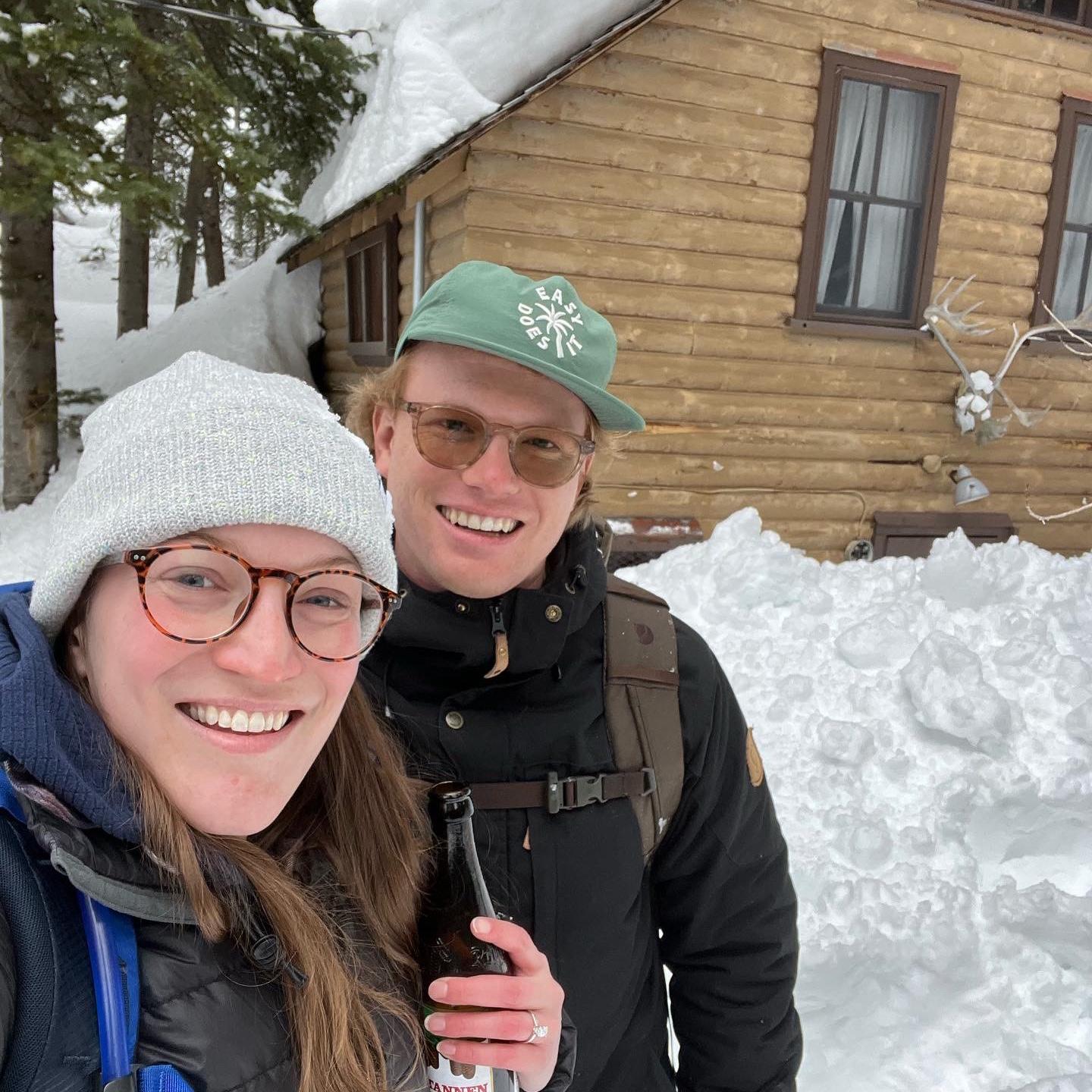 Taken right after Andrew proposed, at Kathleen's family cabin!