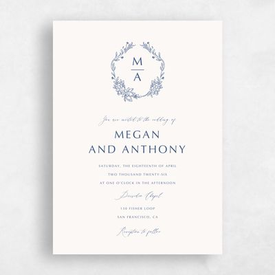 Beige Floral Wedding Invitation - Pasqual Portrait